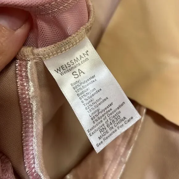 Weissman Pink Velvet Dance Costume Dress Recital Performance Dress Adult S - Picture 7 of 9